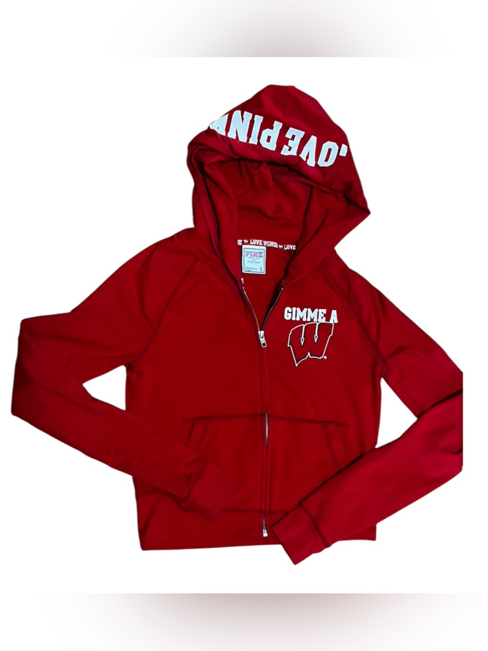 Wisconsin Badger Pink Victoria's Secret Red Hoodie with Graphic size S